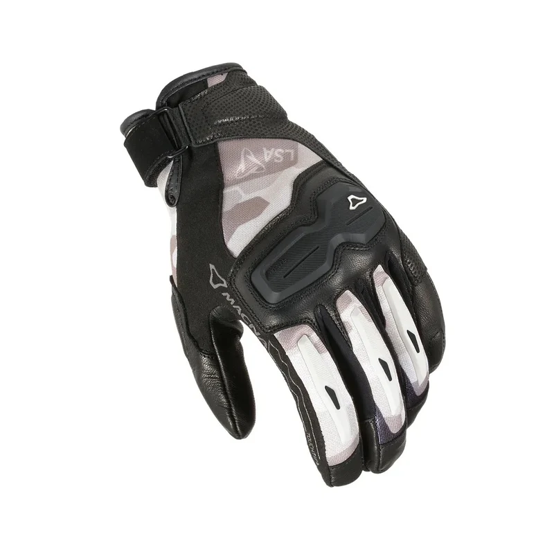MACNA HAROS SEÑORAS GUANTES MOTO ERGOTHUMB NEGRO ESTAMPADO BEIGE