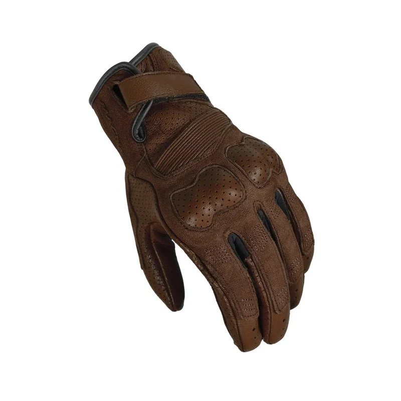 MACNA BOLD HOMBRES CUERO PERFORADO GUANTES MOTO MARRÓN OSCURO