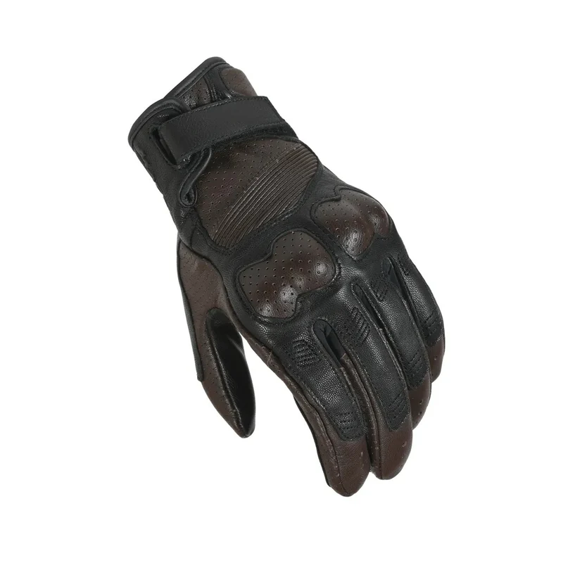MACNA BOLD HOMBRES CUERO PERFORADO GUANTES MOTO NEGRO MARRÓN