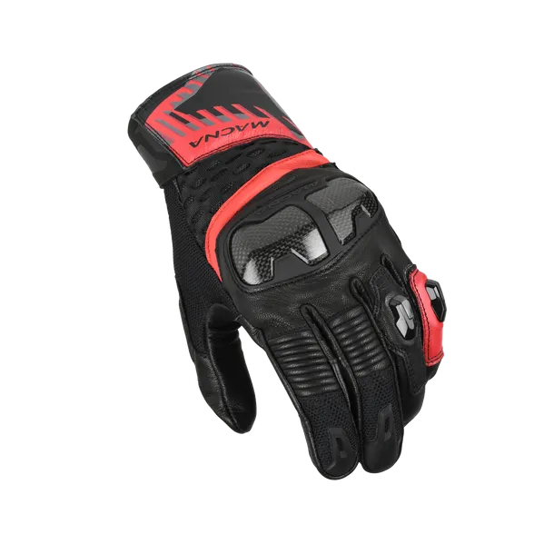 MACNA CHIZU Moto Cuero Guantes Negro Rojo