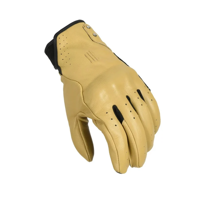 MACNA ROGUE MUJERES CUERO PERFORADO GUANTES MOTO MARRÓN CLARO