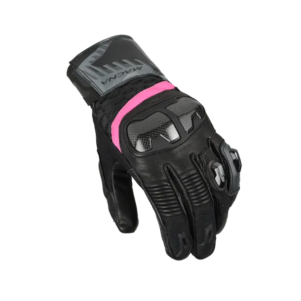 MACNA CHIZA Señoras Moto Cuero Guantes Negro Gris Rosa