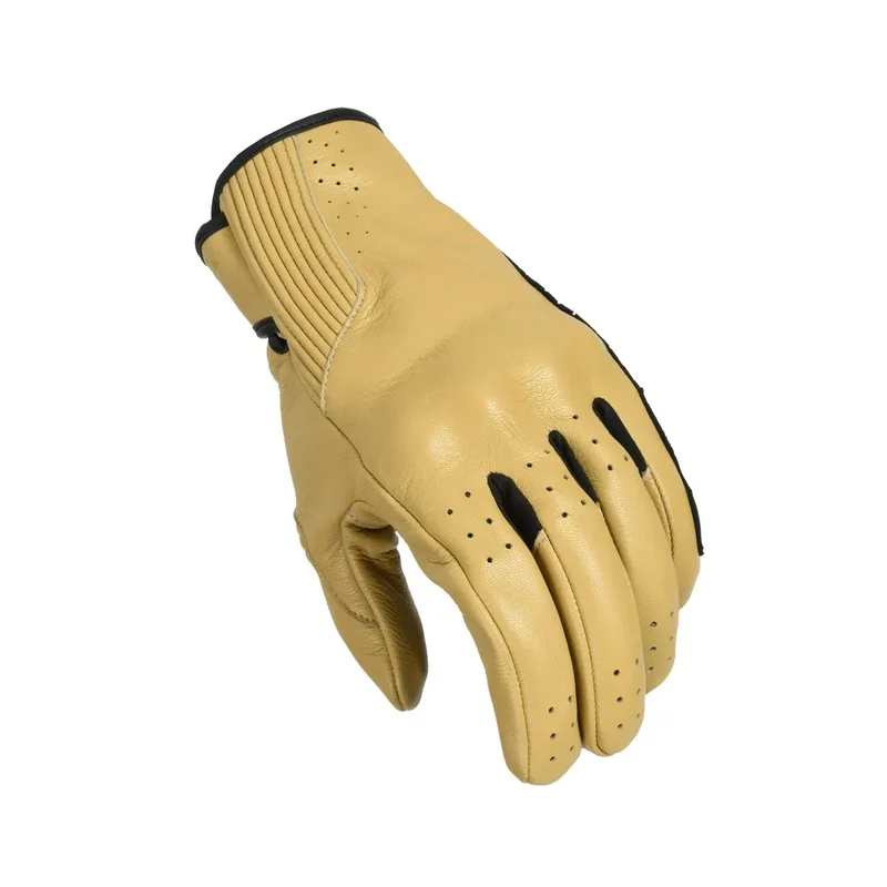 MACNA RIGID HOMBRES CUERO PERFORADO GUANTES MOTO MARRÓN CLARO