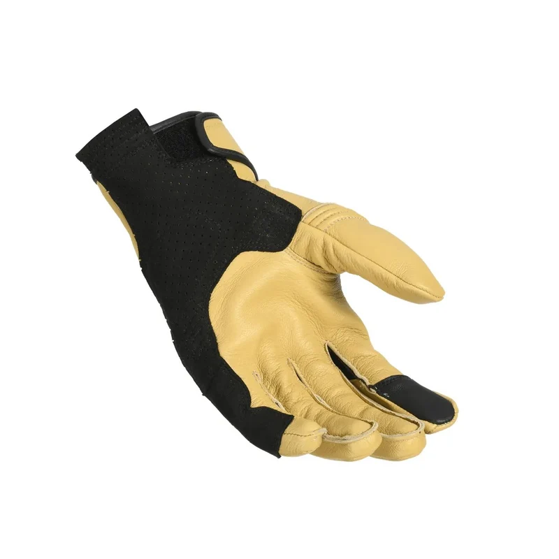 MACNA RIGID HOMBRES CUERO PERFORADO GUANTES MOTO MARRÓN CLARO