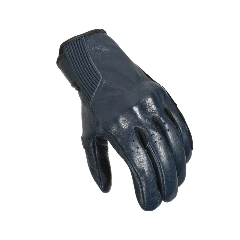 MACNA RIGID HOMBRES CUERO PERFORADO GUANTES MOTO AZUL OSCURO