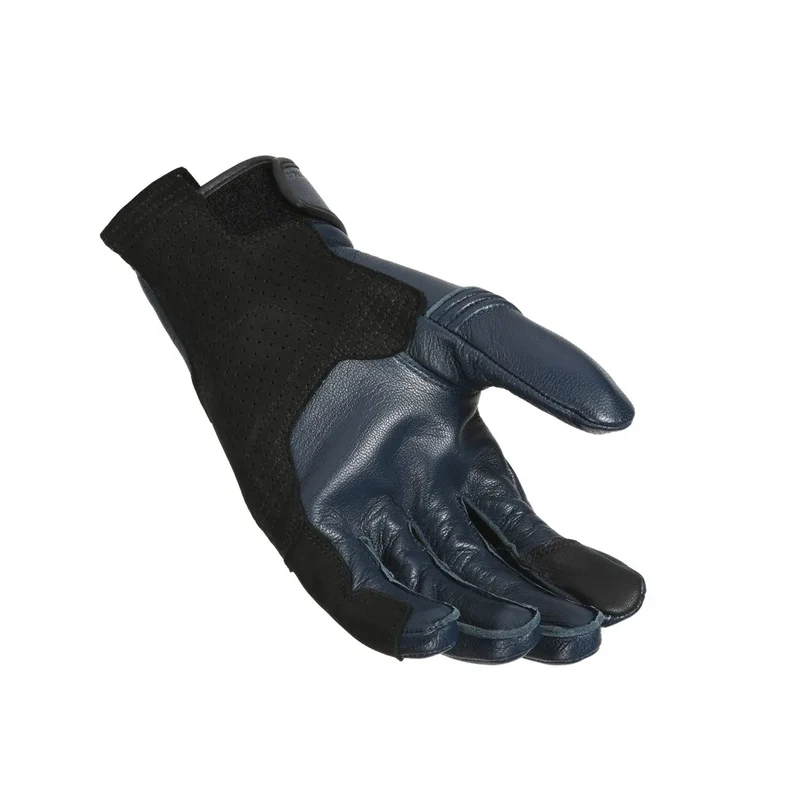 MACNA RIGID HOMBRES CUERO PERFORADO GUANTES MOTO AZUL OSCURO