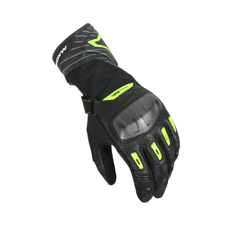 MACNA TEMPO HOMBRES GUANTES MOTO PERFORADO NEGRO AMARILLO FLUO