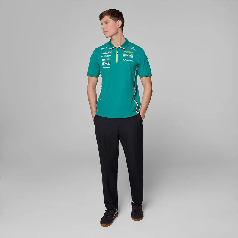 ASTON MARTIN F1 Hombres Team 2025 Camiseta Polo Verde