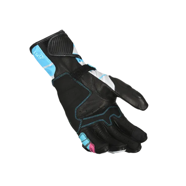 MACNA KROWN Señoras Moto Cuero Guantes Negro Gris Claro Azul