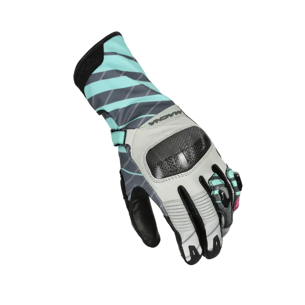 MACNA KROWN Señoras Moto Cuero Guantes Verde Menta Gris