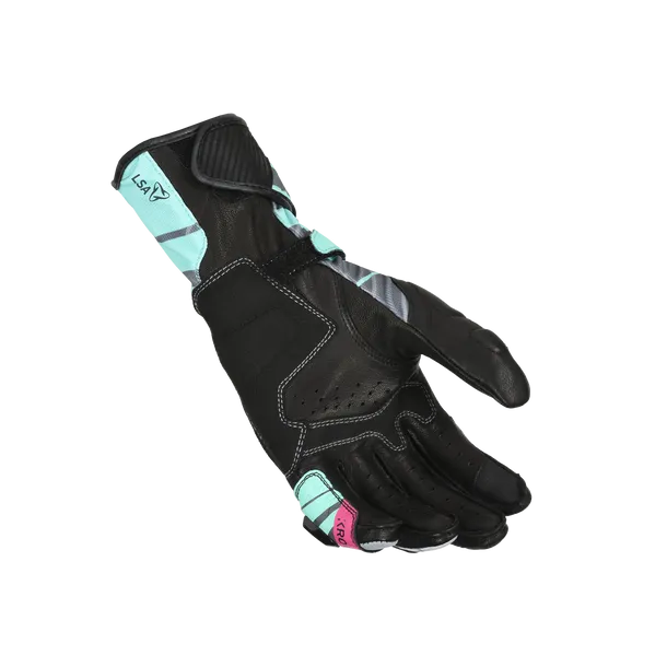 MACNA KROWN Señoras Moto Cuero Guantes Verde Menta Gris