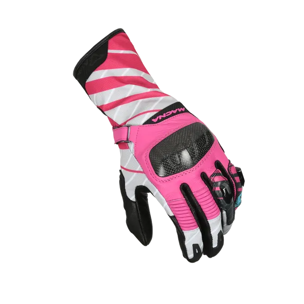 MACNA KROWN Señoras Moto Cuero Guantes Rosa Gris