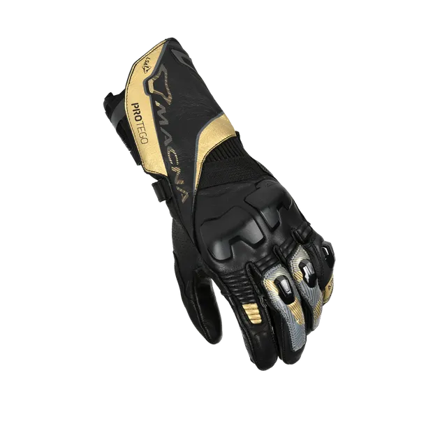 MACNA PROTEGO Mujer Moto Cuero Guantes Negro Oro