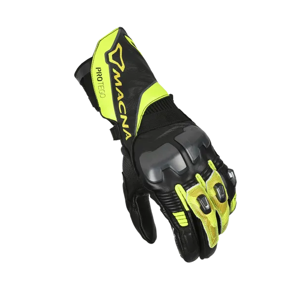 MACNA PROTEGO Hombre Moto Cuero Guantes Negro Flou Amarillo