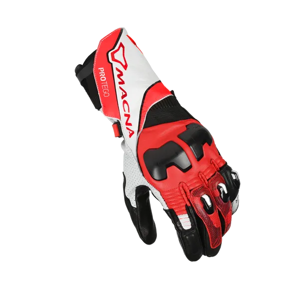 MACNA PROTEGO Hombre Moto Cuero Guantes Blanco Rojo Negro