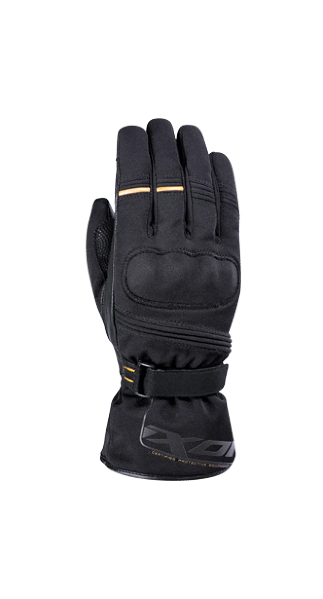 IXON PRO FIELD MUJER SOFTSHELL E IMPERMEABLE GUANTES MOTO NEGRO DORADO