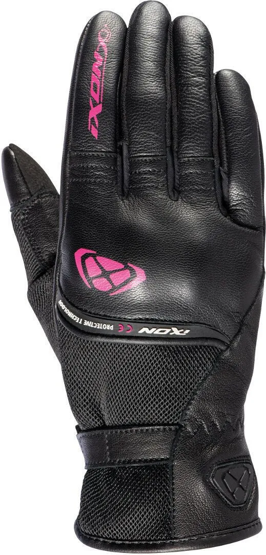 IXON RS SHINE 2 CUERO TEXTIL GUANTES MOTO MUJER NEGRO FUSHIA
