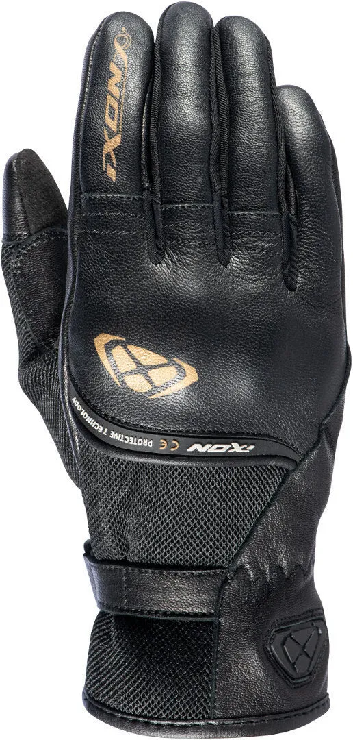IXON RS SHINE 2 CUERO TEXTIL GUANTES MOTO MUJER NEGRO ORO