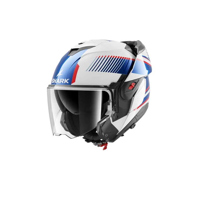 SHARK OXO SIEVE blanco cromado y azul motocicleta modular Casco