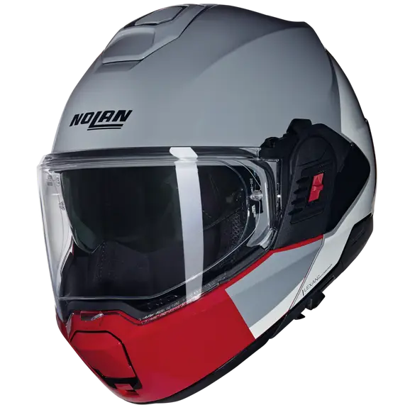 NOLAN N120-1 OMOCROMO 345 MODULAR CASCOS GRIGIO BIANCO ROSSO