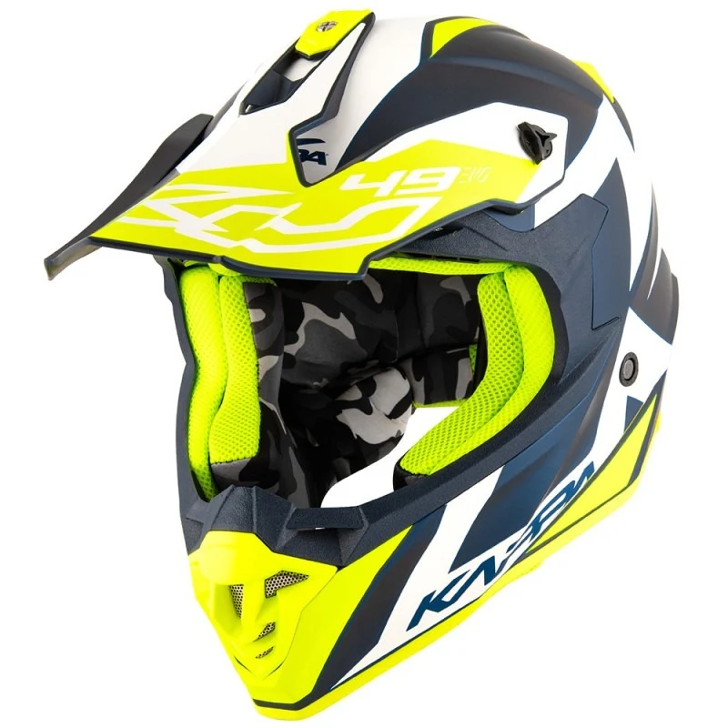 KAPPA KV49 EVO Todoterreno Motocross Blanco Azul Amarillo
