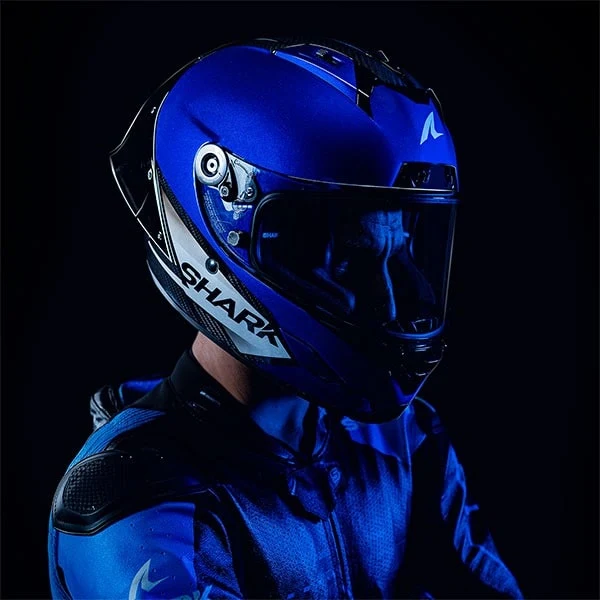 SHARK AERON GP BLANK DE CARBONO CASCO DE CARRERAS DE MOTO AZUL ANTRACITA