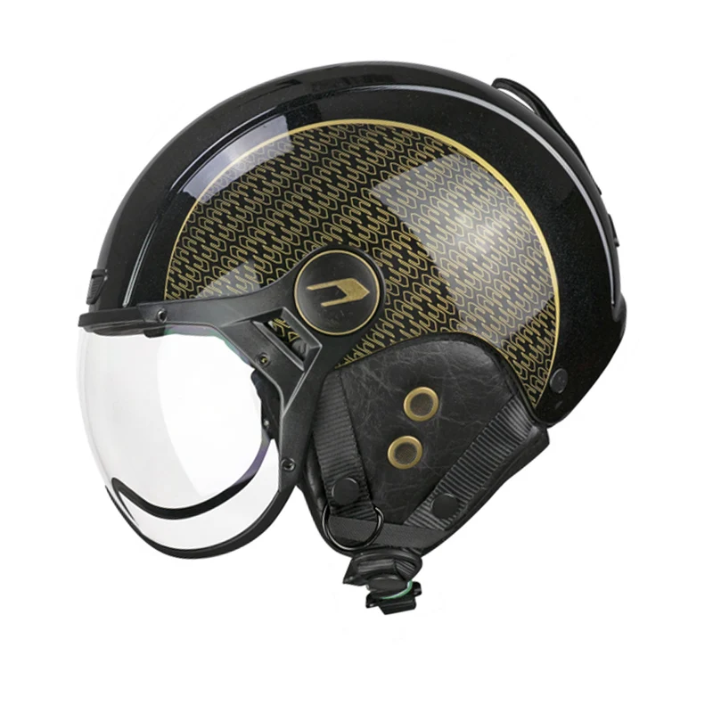CGM 801G JET EBI GOLD Abierto Casco Negro Perla Oro