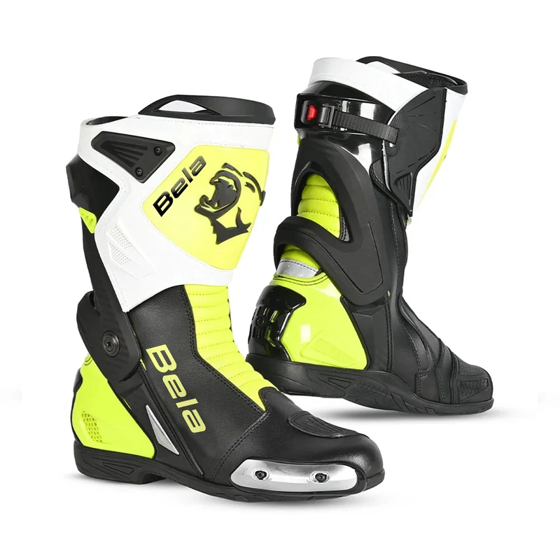 BELA TURBO TRACK BOTAS DE MOTO RACING NEGRO AMARILLO FLOUR