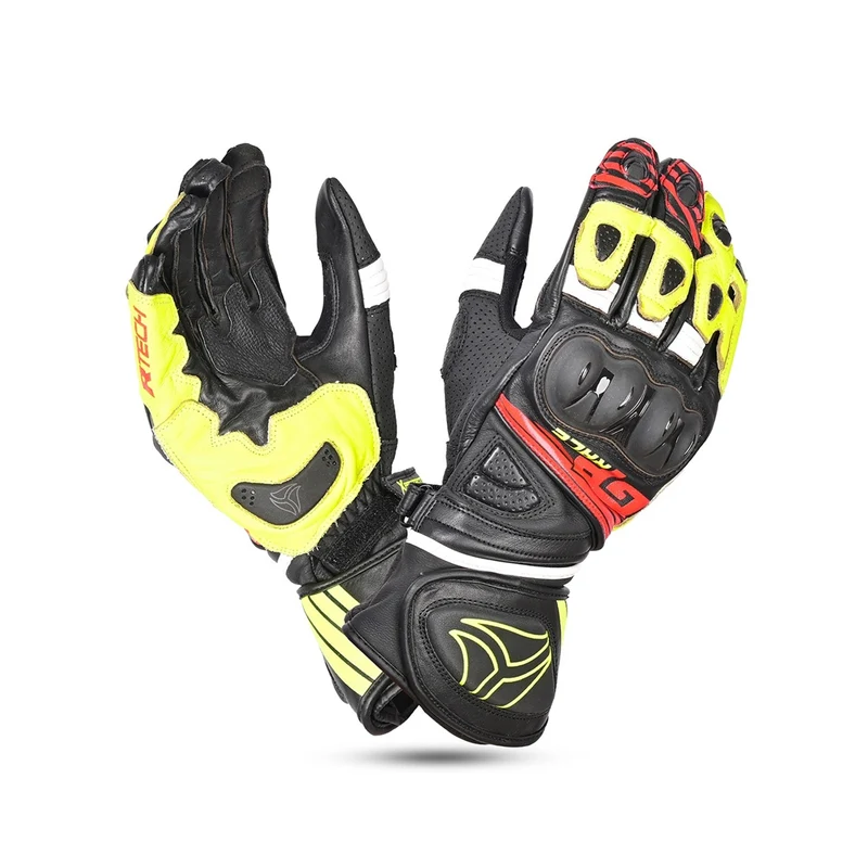 R-TECH GP RACING PIEL GUANTES DE MOTO NEGRO AMARILLO