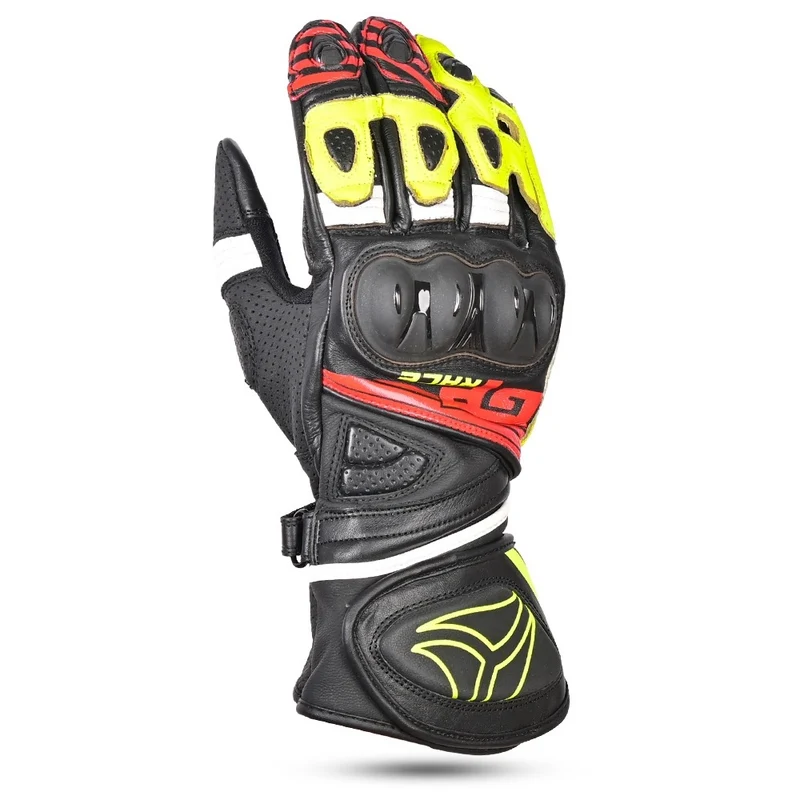 R-TECH GP RACING PIEL GUANTES DE MOTO NEGRO AMARILLO