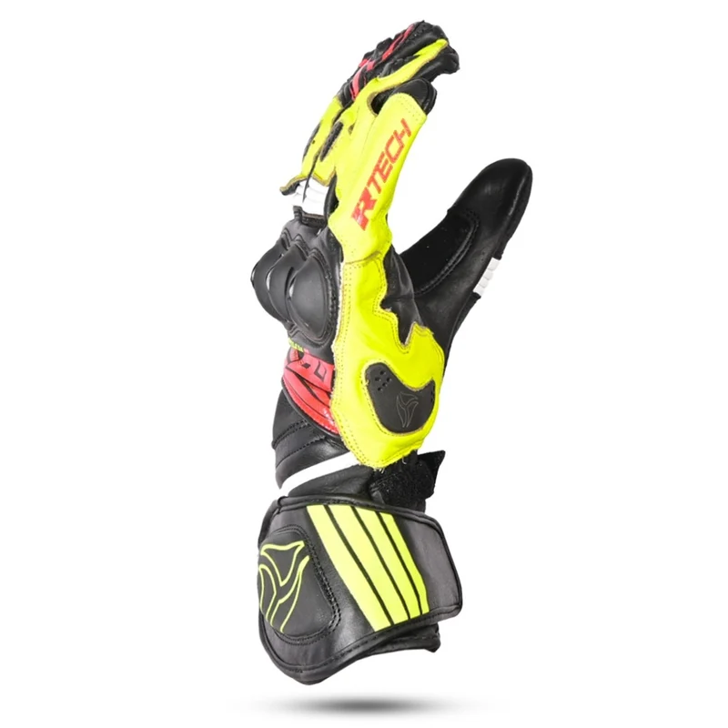 R-TECH GP RACING PIEL GUANTES DE MOTO NEGRO AMARILLO