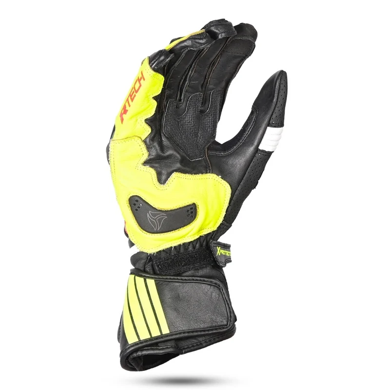 R-TECH GP RACING PIEL GUANTES DE MOTO NEGRO AMARILLO