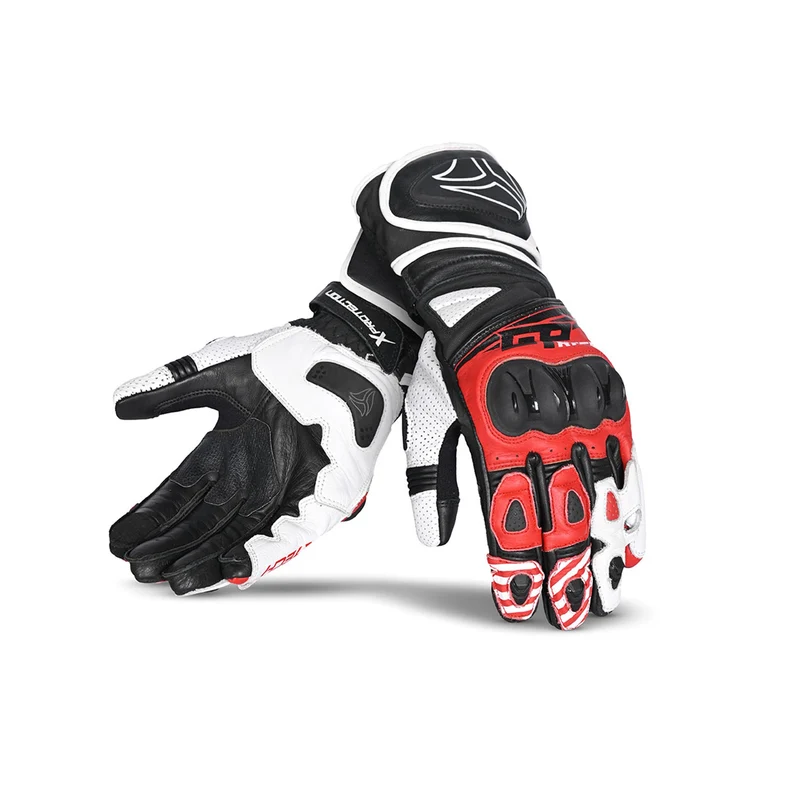 R-TECH GP RACING PIEL GUANTES DE MOTO NEGRO ROJO