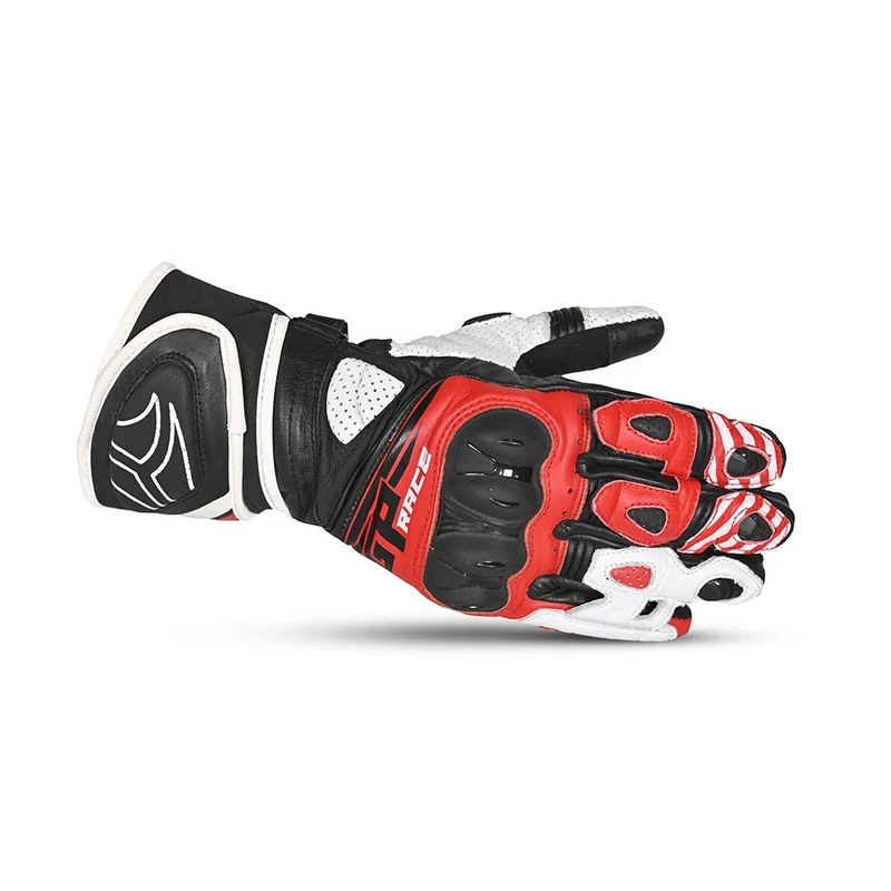 R-TECH GP RACING PIEL GUANTES DE MOTO NEGRO ROJO