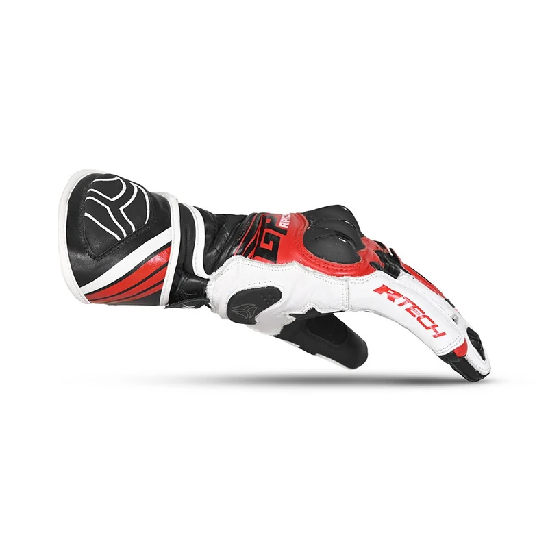 R-TECH GP RACING PIEL GUANTES DE MOTO NEGRO ROJO