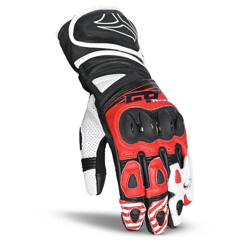 R-TECH GP RACING PIEL GUANTES DE MOTO NEGRO ROJO