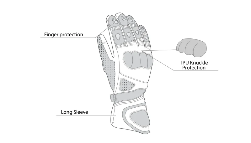 R-TECH GP RACING PIEL GUANTES DE MOTO NEGRO