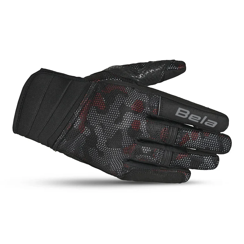 BELA CIRUS CAMO GUANTES DE MOTO TEXTIL VERANO NEGRO ROJO CAMO