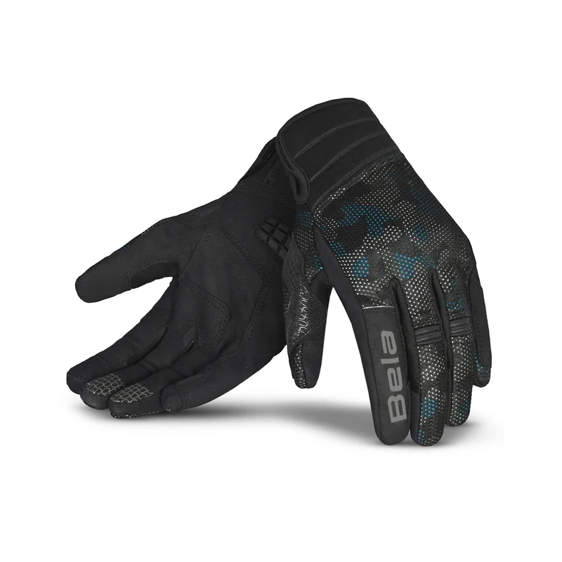 BELA CIRUS CAMO GUANTES DE MOTO TEXTIL VERANO NEGRO AZUL CAMO