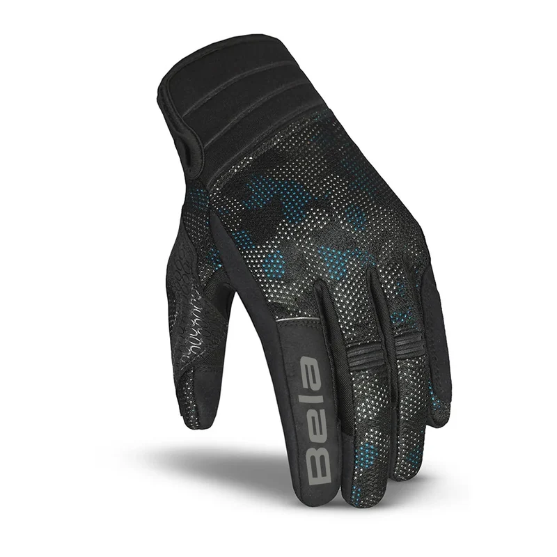 BELA CIRUS CAMO GUANTES DE MOTO TEXTIL VERANO NEGRO AZUL CAMO