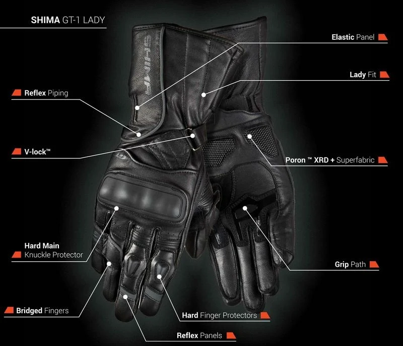 SHIMA GT-1 GUANTES DE MOTO MUJER NEGRO