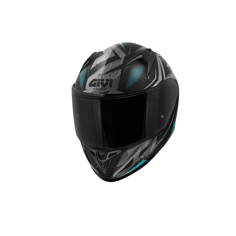 GIVI 50.7 Rebel Moto Integral Casco Negro Mate Azul Claro