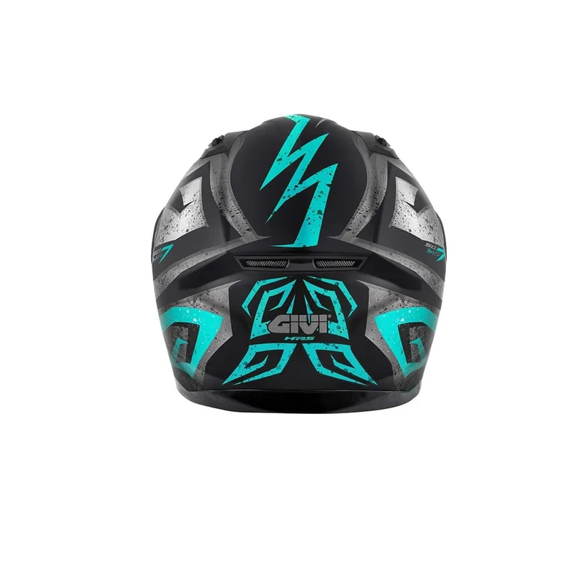 GIVI 50.7 Rebel Moto Integral Casco Negro Mate Azul Claro