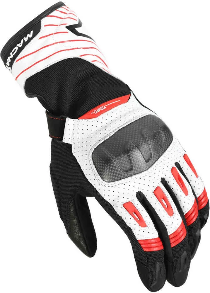 MACNA TEMPO HOMBRES GUANTES MOTO PERFORADO NEGRO BLANCO ROJO