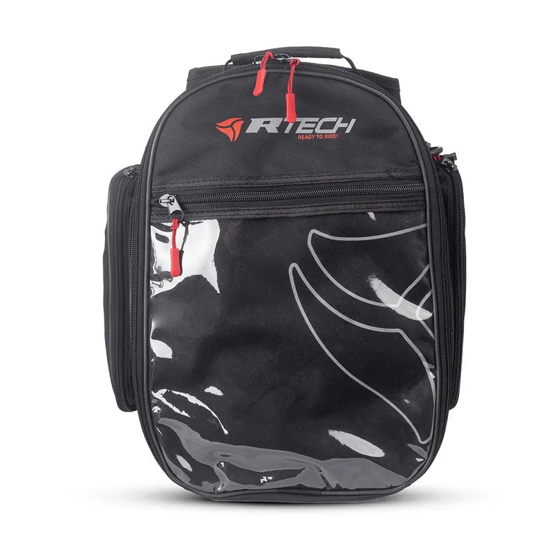 R-TECH - Mochila Piel/Textil Trip Negro Rojo