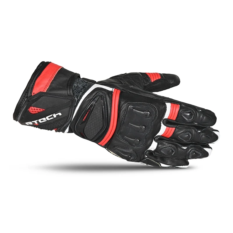 R-TECH ROBO PIEL GUANTES DE MOTO HOMBRE NEGRO ROJO