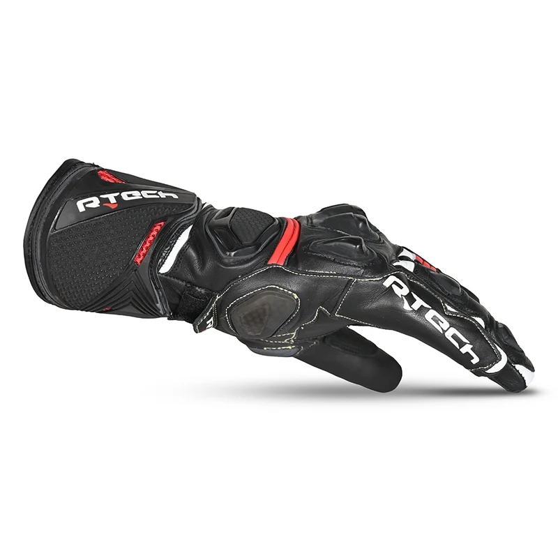 R-TECH ROBO PIEL GUANTES DE MOTO HOMBRE NEGRO ROJO