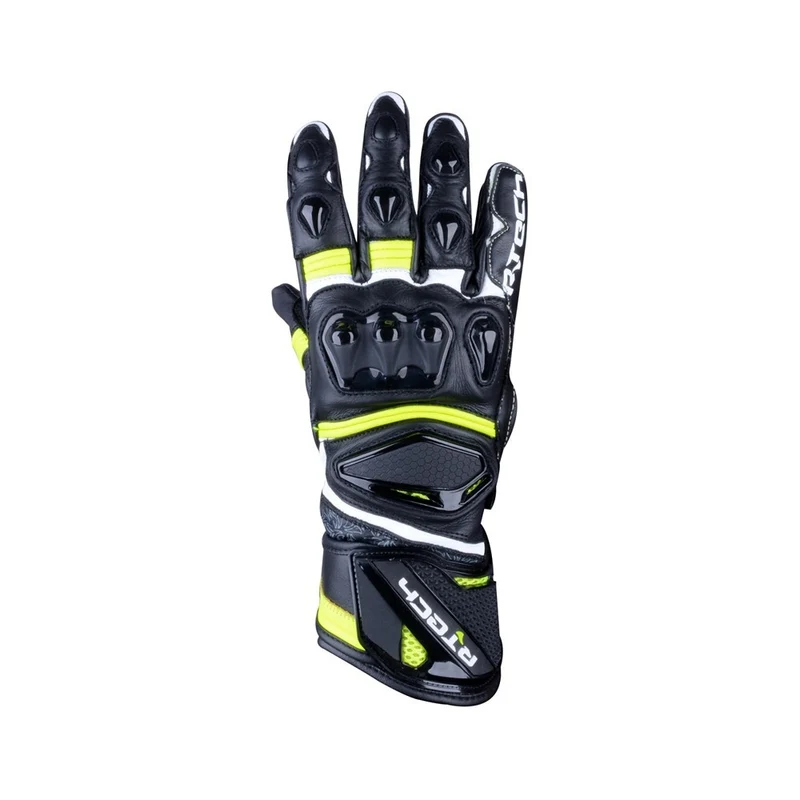 R-TECH ROBO PIEL GUANTES DE MOTO HOMBRE NEGRO AMARILLO FLUOR