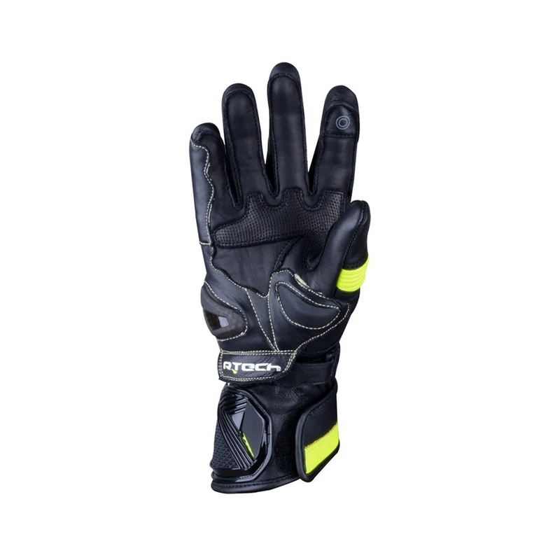 R-TECH ROBO PIEL GUANTES DE MOTO HOMBRE NEGRO AMARILLO FLUOR