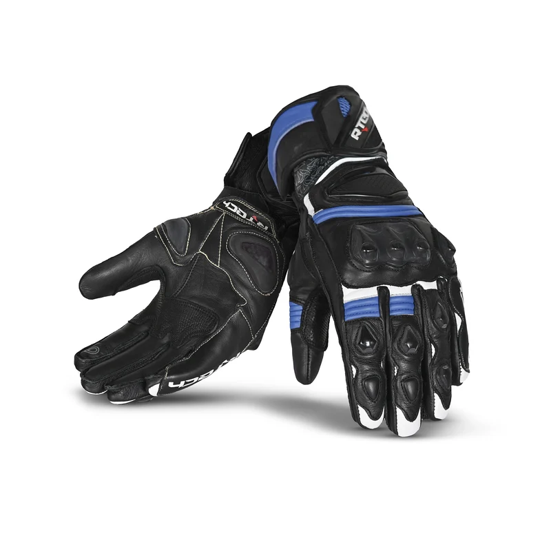 R-TECH ROBO PIEL GUANTES DE MOTO HOMBRE NEGRO AZUL